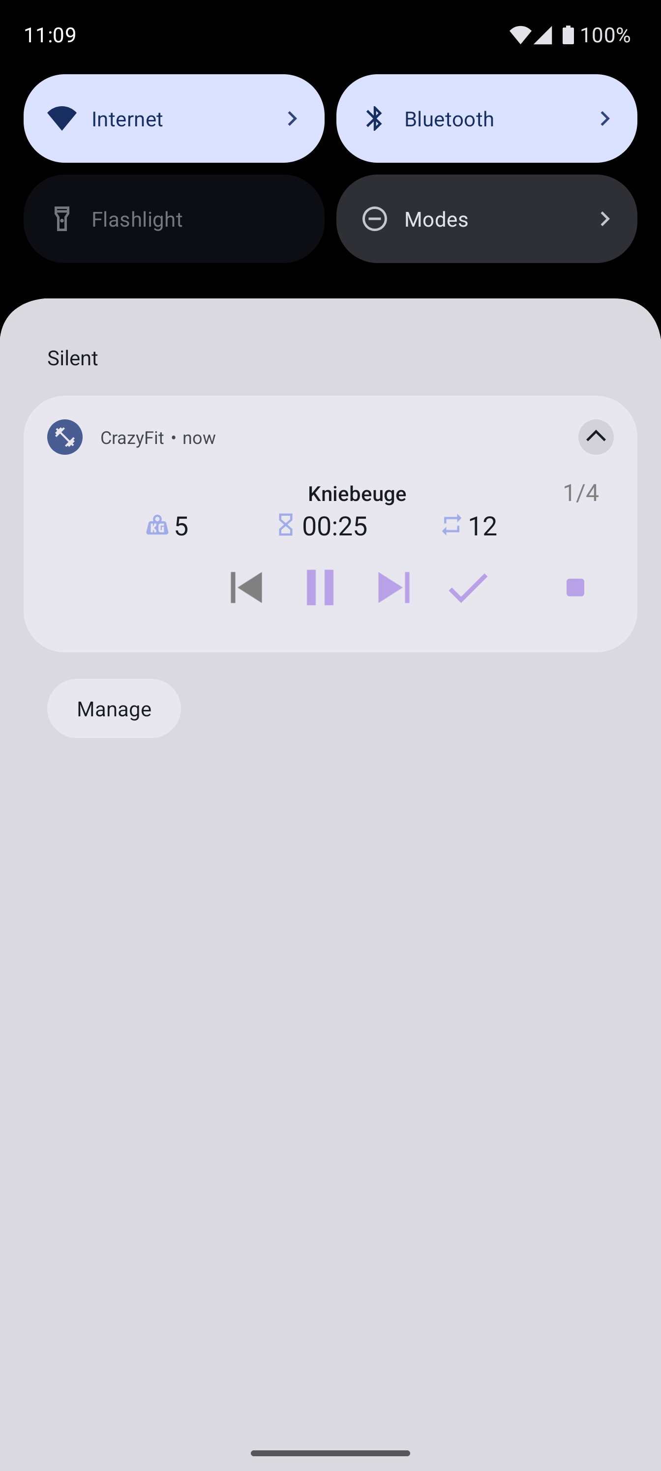 Android-Trainingsbenachrichtigung mit Wiedergabesteuerung
