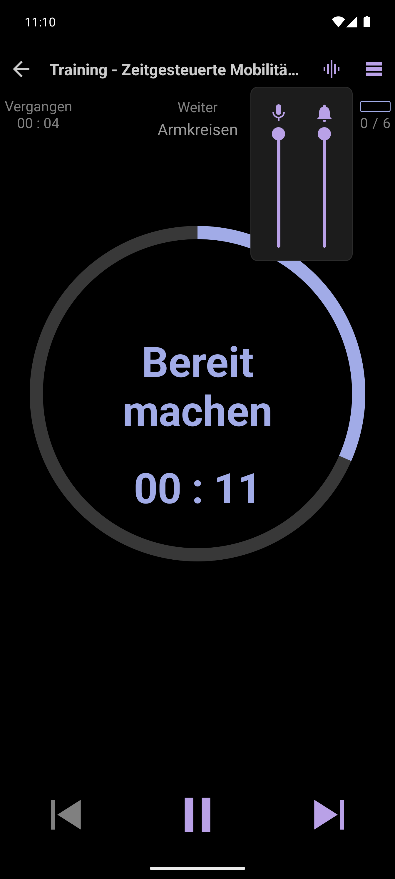CrazyFit-Einstellung für die Sprachführung im Workout-Player