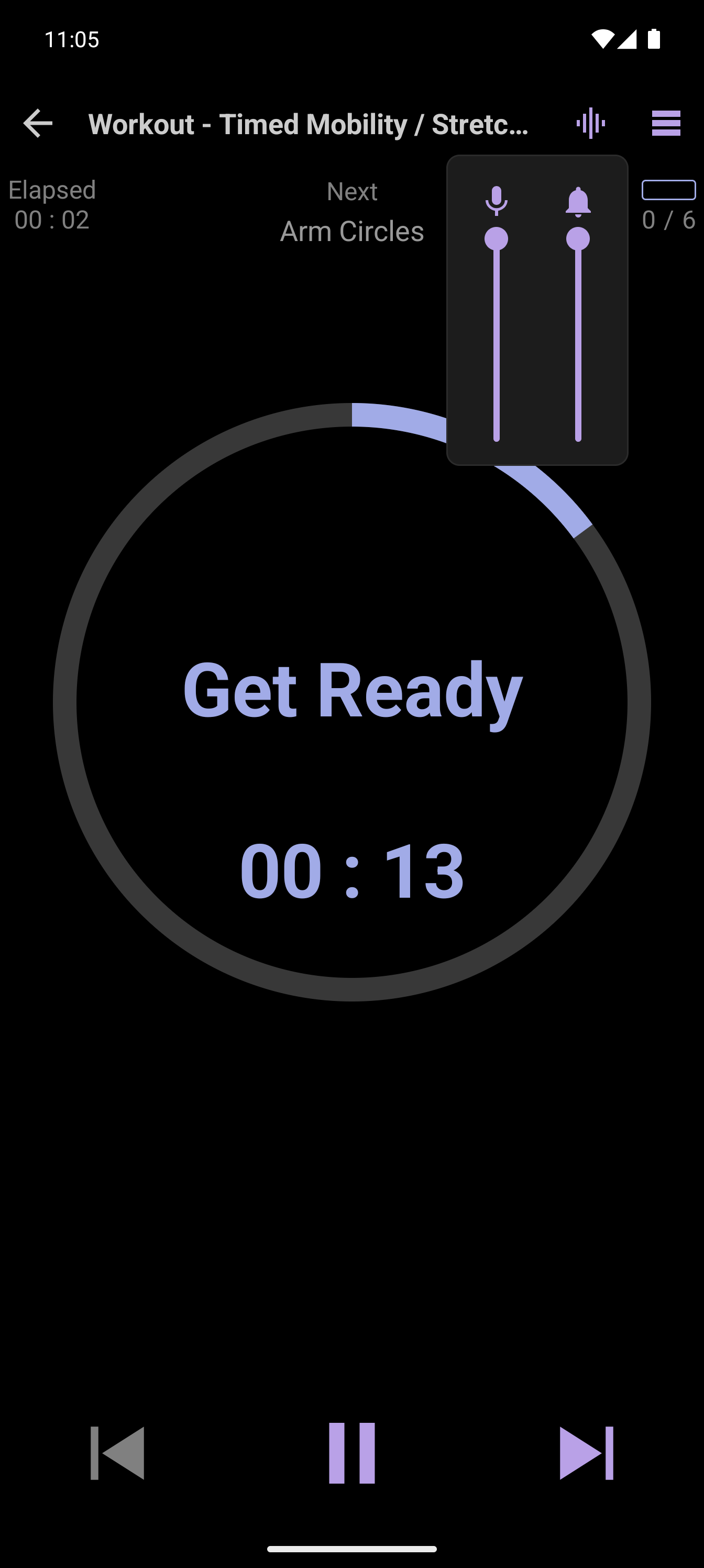 CrazyFit voice guidance setting in the workout player