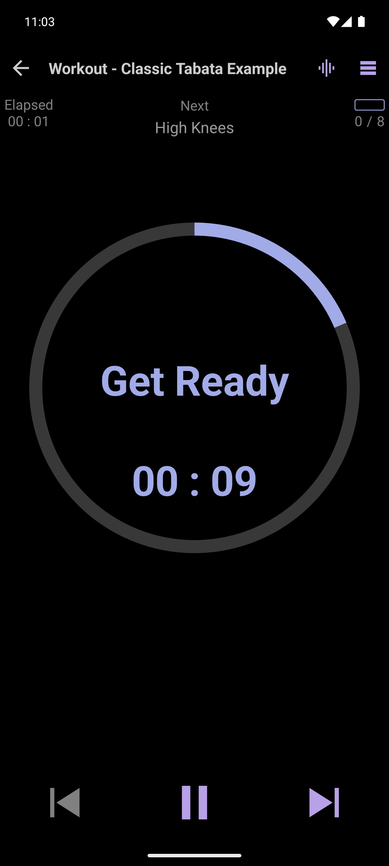 CrazyFit player running a classic Tabata interval