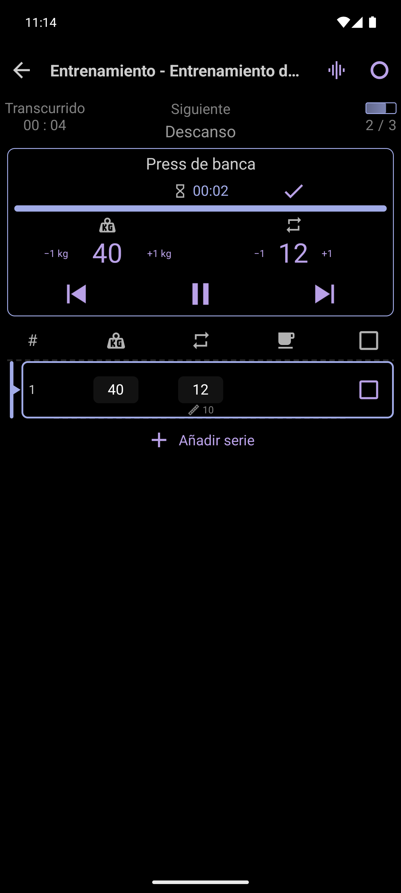 Reproductor avanzado con valores de entrenamiento editables