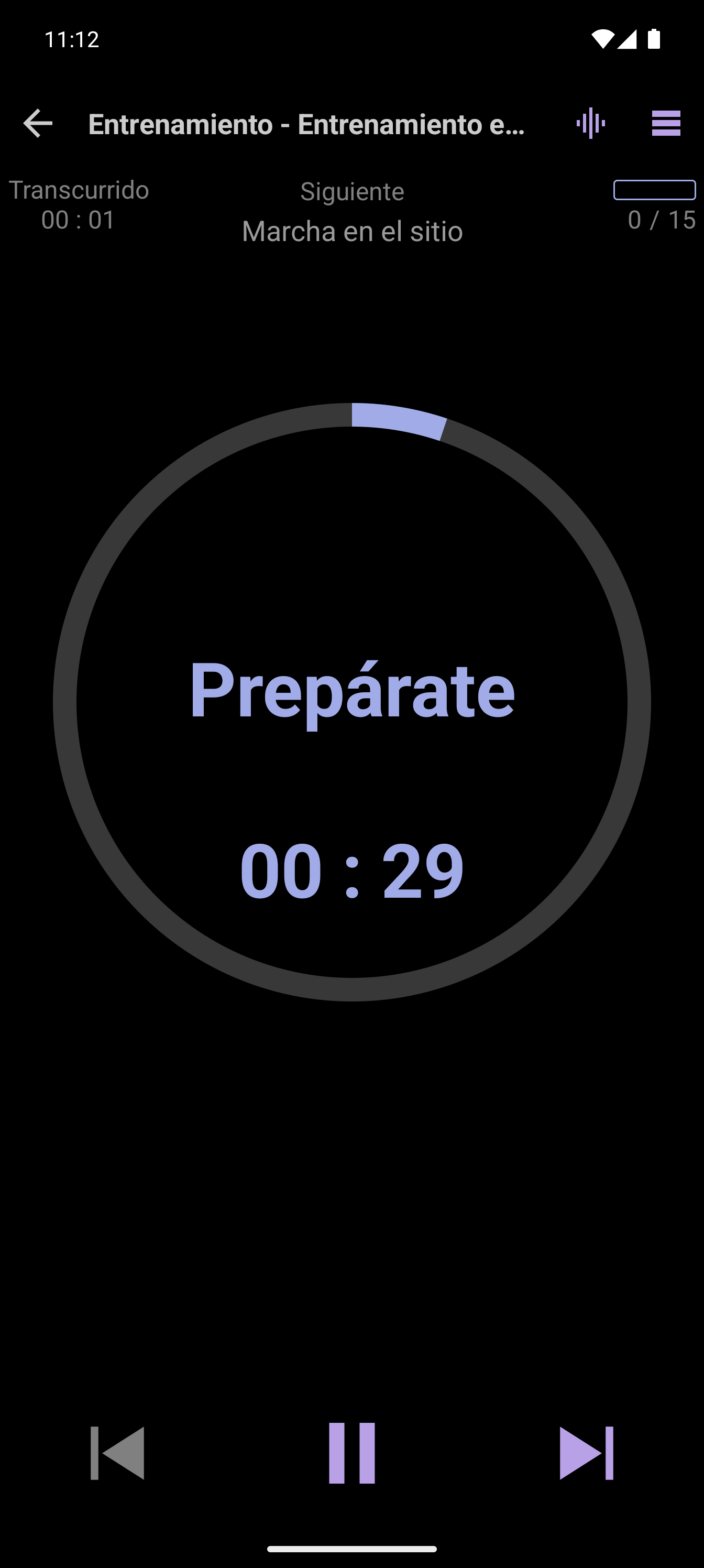 Reproductor simple de CrazyFit ejecutando el entrenamiento en casa de 10 minutos.