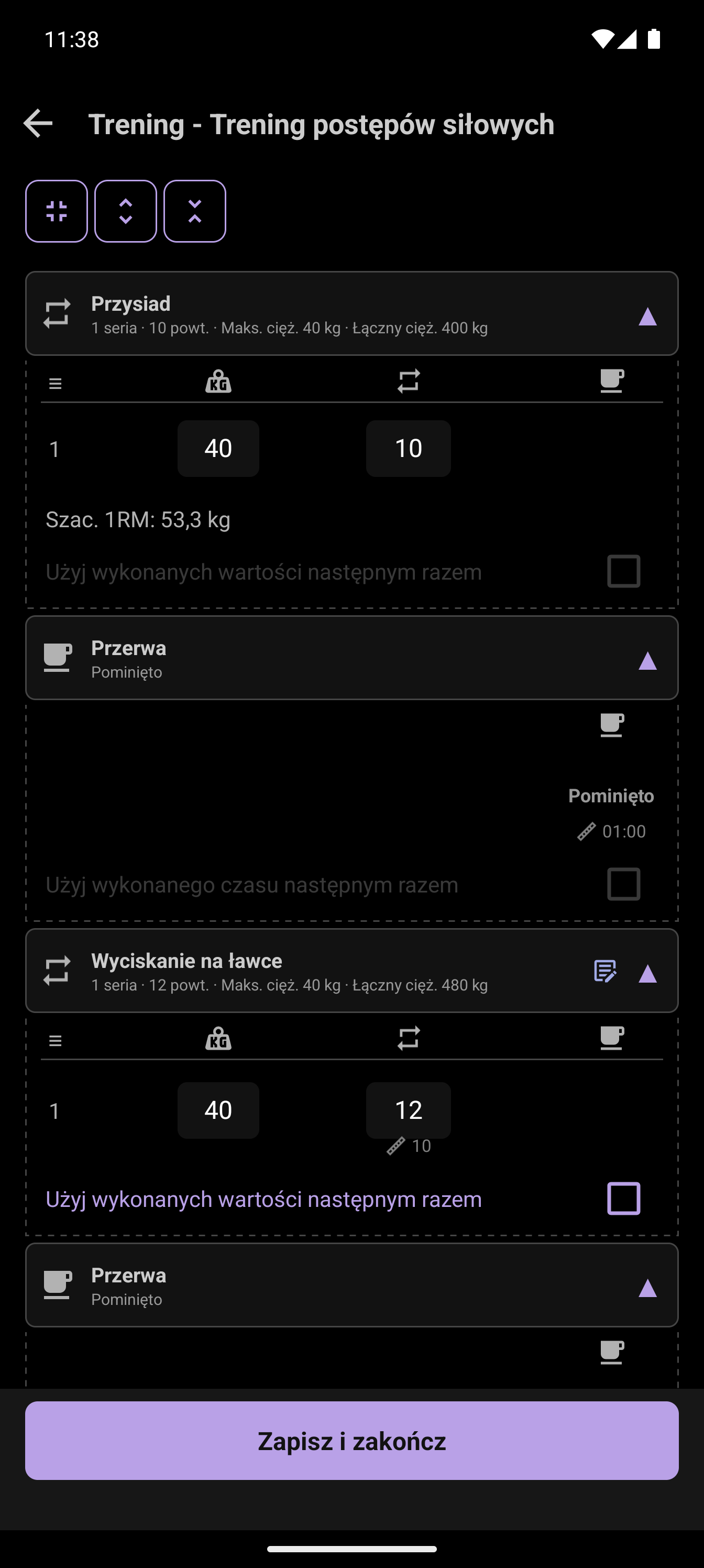 Podsumowanie po treningu: zmiana liczby powtórzeń w wyciskaniu na ławce z 10 na 12