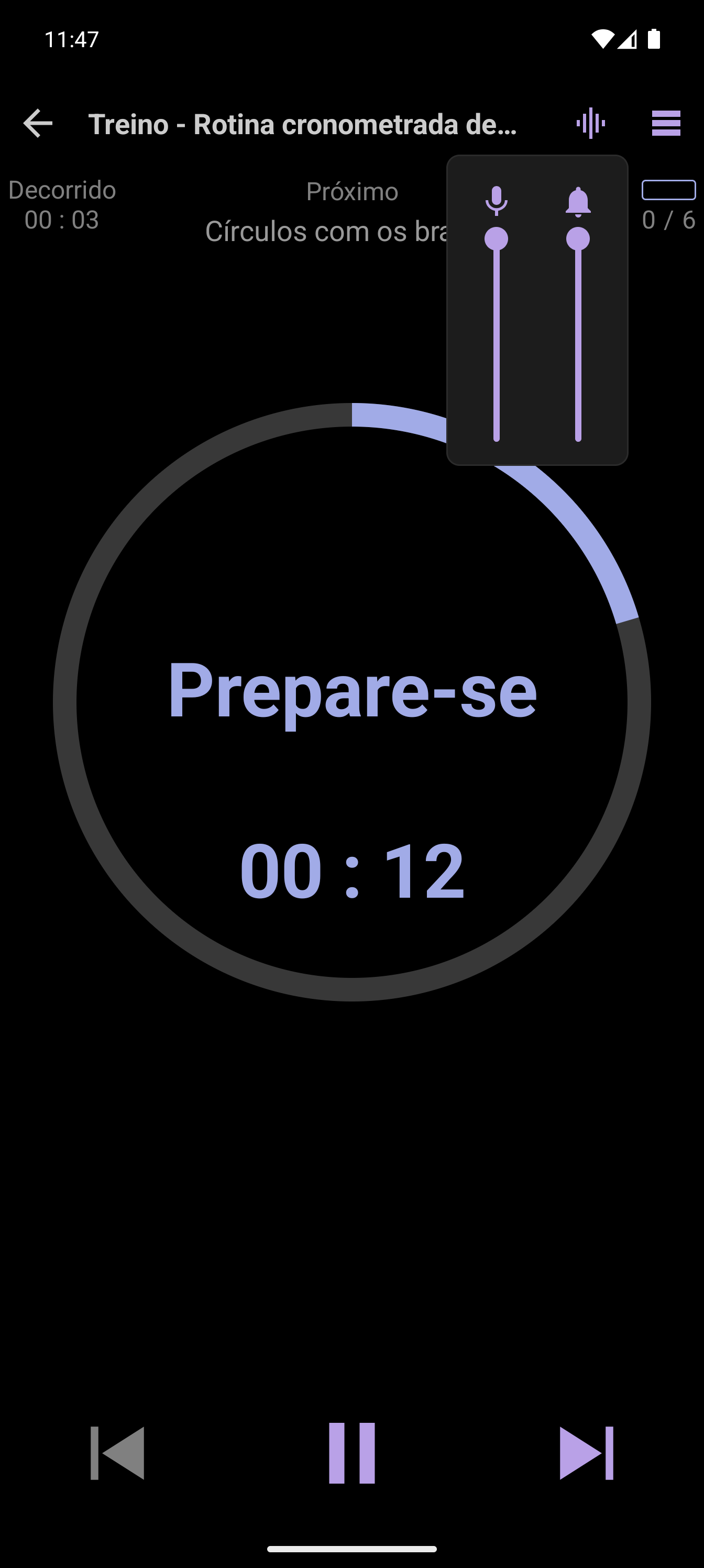 Configuração de orientação por voz do CrazyFit no reprodutor de treino